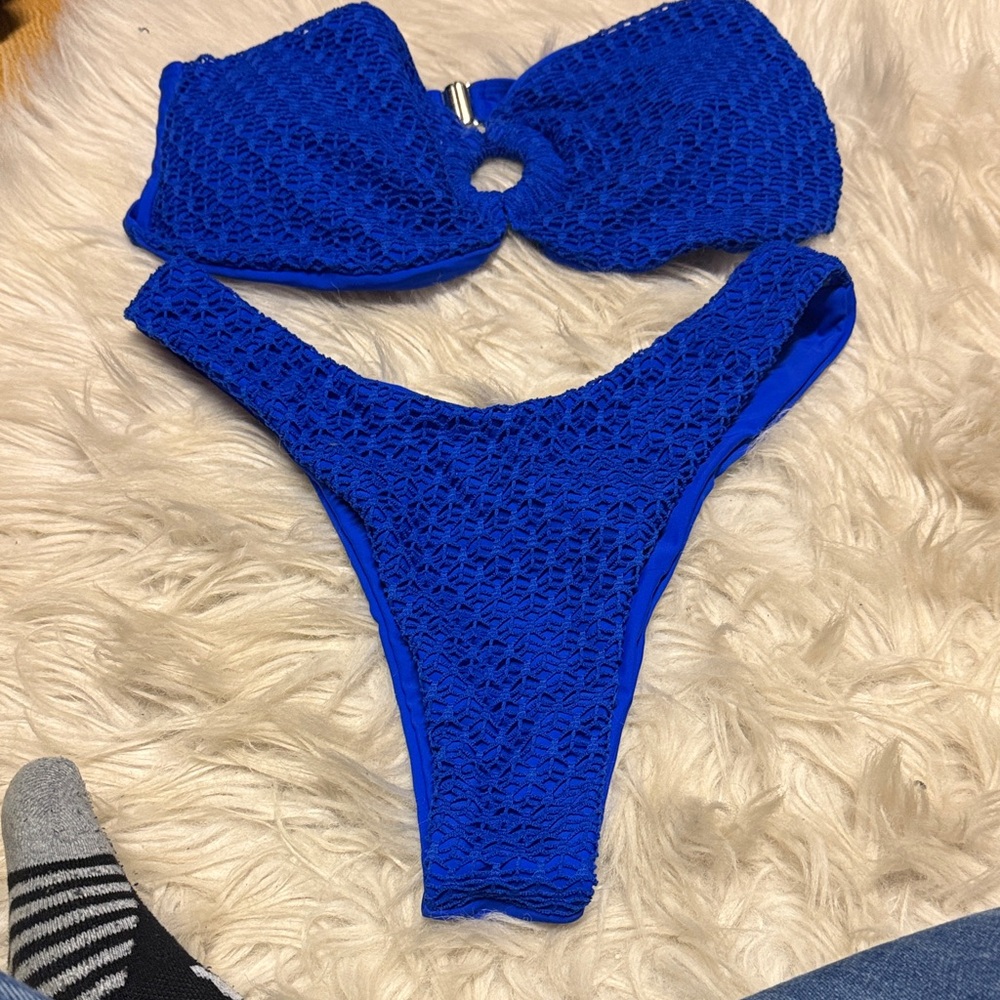 Blue Crochet Bikini Set